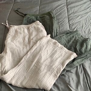 Like new!!! Set of Cream and Green Lounge Pants